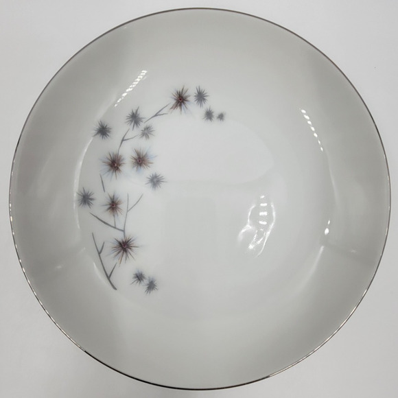 Creative Starburst Coupe Soup Bowls Silver Trim Atomic Gray 1950s Set of 2 - Picture 5 of 7